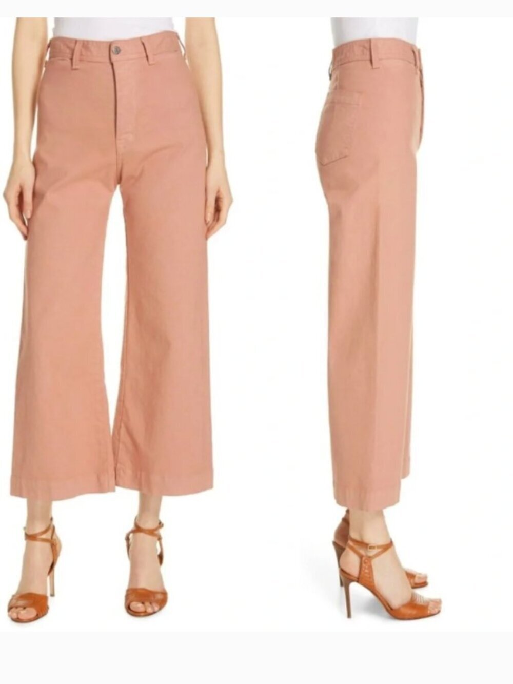 Veronica Beard Cynthia Gaucho Wide Leg Jeans Dusty Rose Size 27 $400